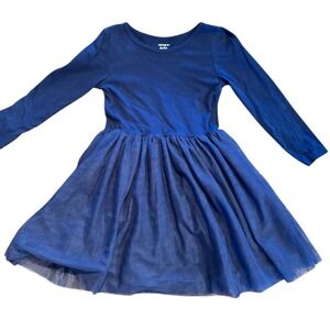 Carters Girls Navy Blue Long Sleeve Tutu Dress 5T Toddler Cotton Tulle Skirt